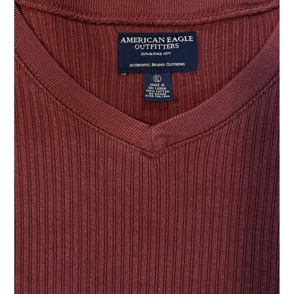 Vintage American Eagle Mens V-Neck Ribbed Shirt Size XL Long Sleeve - Picture 4 of 5
